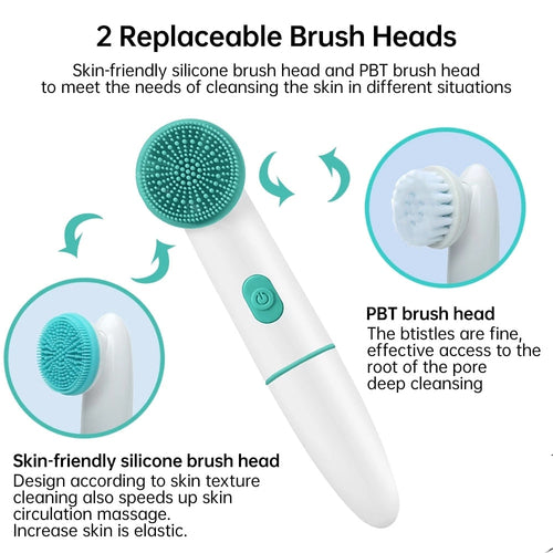 Electric Face Clean Brush Sonic Vibration Massage Facial Cleansing