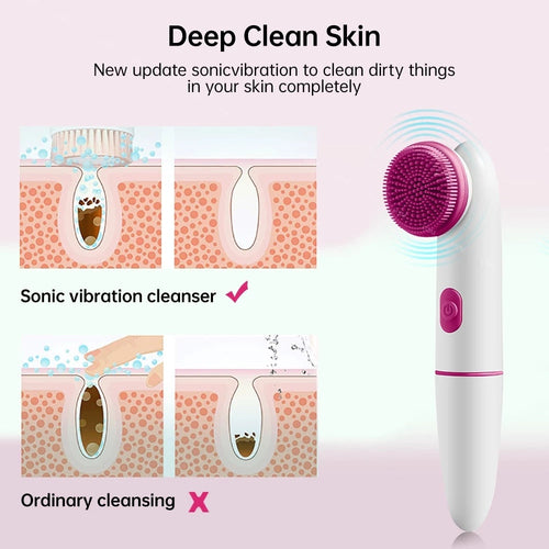 Electric Face Clean Brush Sonic Vibration Massage Facial Cleansing